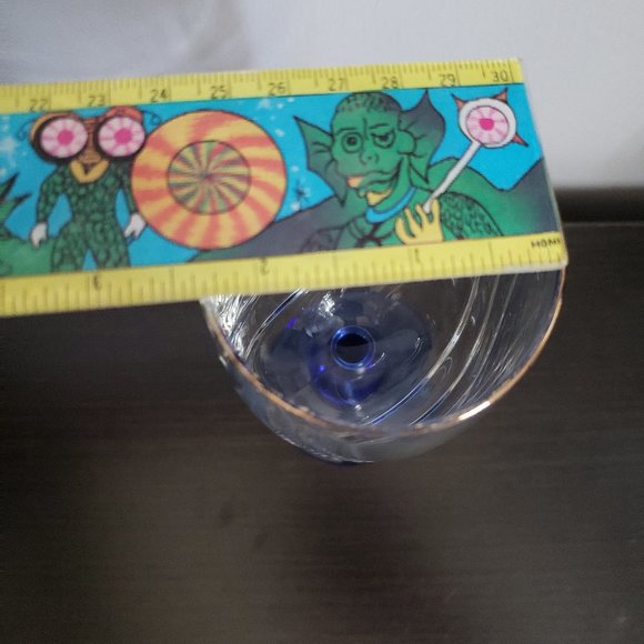 Vintage Lenox Crystal Wine Glass Cobalt Blue Stemm